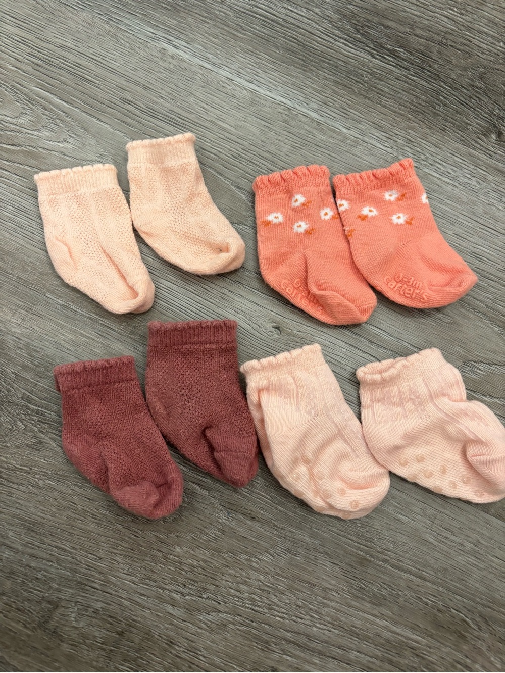 Baby Sock Set - 4 Pairs Pink & Coral Infant Socks